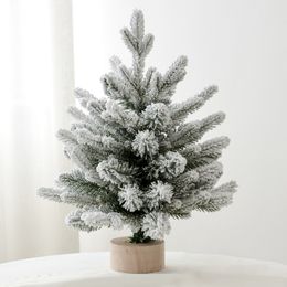 30-60CM Small Christmas Tree Desktop Snow White Flocking PE Tree Encrypted Artificial Christmas Tree Decoration