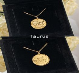18K gold coin charm designer necklace vc necklaces Twelve Constellations pendant8575615