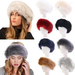 Headpieces Fluffy Winter Hat Faux Fur Headband Elastic Ear Warmer Fashion Ski Wide For Head Wrap Cold Outdoor Accessorie