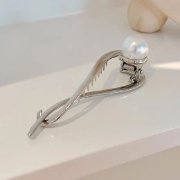 Elegant S Shape Pearl Hair Claw Clip for Women Hair Bun Hairpin Rhinestone Metal Barrettes Banana Twist Clips Hair Jewelry Gifts