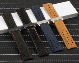 Quality 22mm Cow Leather band For CARRERA Series Men Band Strap Wrist Bracelet Accessories folding buckle H2204196933483