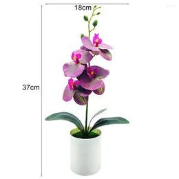 Decorative Flowers Artificial Bonsai Weather-resistant No Withering UV-resistant Easy Care Faux Silk Orchid Plant DIY