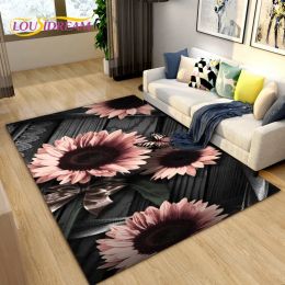 3D Nordic Flower, Daisy Area Rug,Carpet Rug for Living Room Bedroom Sofa Doormat Kitchen Decoration,Kids Play Non-slip Floor Mat