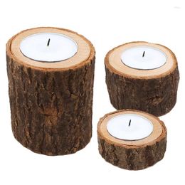 Candle Holders Pastoral Style Holder Bark Wooden Stake Candlestick Wedding Party Supplies Meaty Small Flower Pot Home Wood Crafts Decor