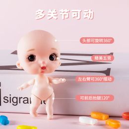 New Mini 9CM Doll Cute Smiling Face Dark Blue 3D Big Eyes with Clothes Pacifier Dolls DIY Toy Best Gift for Kids