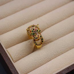 Designer charm New Type Ring Leopard Wax Inlaid with Colorful Zirconia Carter Jewelry Heavy Industry Adjustable Opening With logo