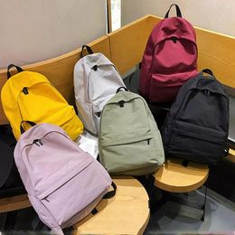 Backpack 1pc Shoulder Bag Travel Backpacks Solid Colour Large Capacity School Waterproof Nylon Schoolbag Zipper DIY Casual