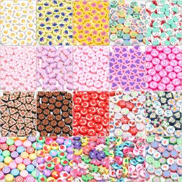 Multicolor Polymer Clay Beads 20pcs Charm Pattern Flower Round Heart Animal Clay Spacer Beads For Jewelry Making DIY Accessories