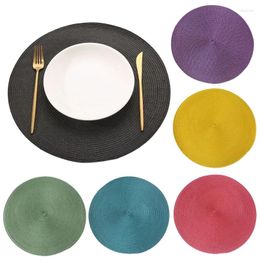 Table Mats Round Solid Color Woven Dining Mat Nordic Thread Cup Meal Casserole Thickened Thermal Insulation Pad Restaurant Household