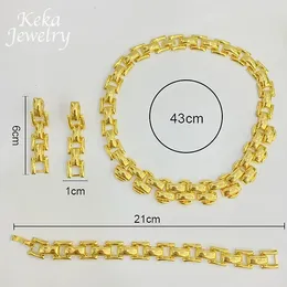 Necklace Earrings Set Gold Plated 18k Jewellery Women Classics Delicacy Dubai Bracelet Ethiopia Wedding Party Accessories