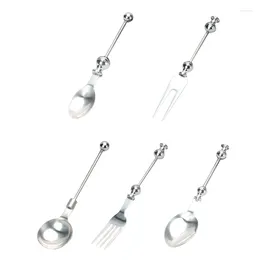 Coffee Scoops Round Spoon Stainless Steel Dessert Forks Multi-Functional Tool Fruit Fork R7UB