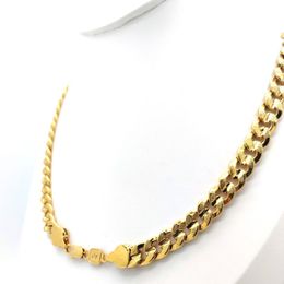 Mens Miami Cuban link Chain Necklace 18K Gold Finish 10mm Stamped Men's Big 24 Inch Long Hip Hop244H