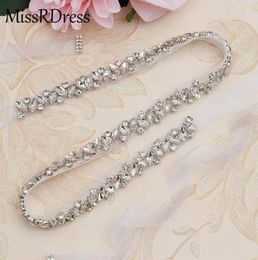 Wedding Sashes MissRDress Rhinestones Belt Sash Silver Diamond Crystal Bridal For Gown Decoration JK8637412399