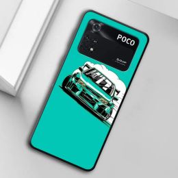 sports car jdm drift Phone Case for Xiaomi Poco F4 GT X4 NFC C55 X5 C40 M4 X3 Pro M3 M5 M5s C50 F1 Matte Luxury TPU Soft Cover