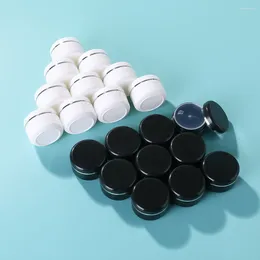 Storage Bottles 10pcs 10ml Round Black / White Empty Container Jars With Screw Lids Bulk For Lip Balms Makeup Samples