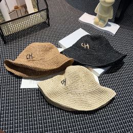 Fashion Bucket Hat Women Men CH-Letter Weaven Black White Khaki Fisherman Buckets Hats Patchwork Summer Wide Brim Hats