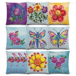 Pillow Childhood Watercolour Butterfly Flowers Colourful Dream Fantasy Inflorescence Flamingo Good Cover Sofa Case