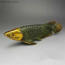 Arts and Crafts YM Copper Statue Chinese bronze ilt old handwork lucky home decoration handicraft Fish L49