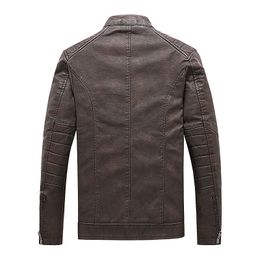 Men's PU Leather Motorcycle Jacket, Slim Fleece Jacket, Spring Outdoor Coat, Casual Motor Biker, Autumn Fashion