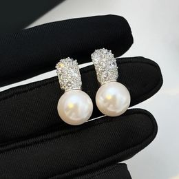 Stud Earrings S925 Sterling Silver Pearl Women's Light Luxury Ear Jewelry