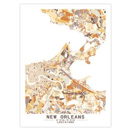 New Orleans Louisiana America UAS Colour World City Map Abstract Canvas Paintings Wall Art Print Poster Picture Home Decor