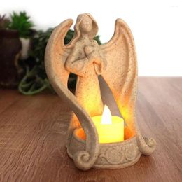 Candle Holders Flickering Tea Light Safe Flameless Led Angel Figurines For Sympathy Gifts Home Decorations Grieving