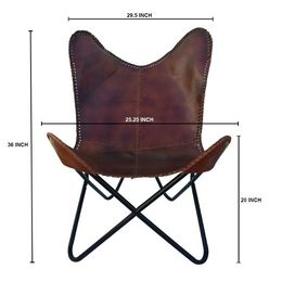 Chair Leather Butterfly Brown Real Vintage Seat Sleeper Lounge Home Living Bedroom Chair