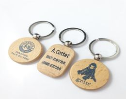 2022 High Quality Wooden Keyring Straps Christmas Gift Metal Key Ring Wood Luxury Leather Blank Keychain Custom Laser Engraving Lo3873871