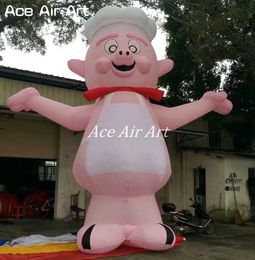 8mH (26ft) with blower Factory Direct Sales Inflatable Pink Pig Chef Air Blown Animal For Restaurant Advertising Exhibition