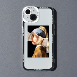 Art Aesthetic David Mona Lisa Phone Case For iPhone 15 13 14 12 11 Pro Max Mini X XR Xs Max SE 8 Plus Clear Soft Silicone Covers