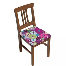 Chair Covers Drenched In Violet Floral Square Seat Cushion Cover For Living Room Dinning Removable Slipcovers Protector