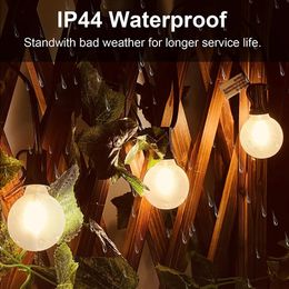 G40 Frosted White String Lights Outdoor Connectable 25ft 49ft Waterproof LED Bulb String Light Backyard Party Wedding Umbrella