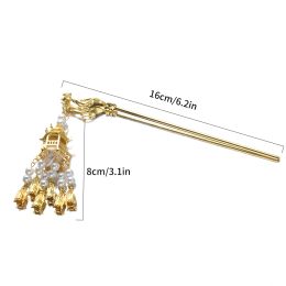 Vintage Luminous Hair Sticks Chinese Palace Lantern Hairpin Clips Metal Hair Forks with Light Women Girls Pendant Hair Jewelry