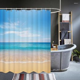 Shower Curtains Waterproof Bathroom Beach Sea Scenery Bath 3d Printing With Hooks Washable 180 180cm Polyester Cloth