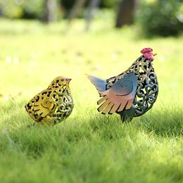 Decorative Plates Simulation Iron Art Chick Sculpture Animal Figurine Artwork Crafts Garden Statue For Lawn Porch Outdoor Indoor Courtyard