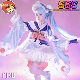 CoCos-SSS VOCALOID Snow Miku 2023 Cosplay Costume VOCALOID Cos Miku Cosplay SNOW MIKU 2023 Winter Cute Loli Costume for Girl