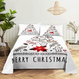 Simple 0.9/1.2/1.5/1.8/2.0m Bedding Sheet Home Digital Printing Polyester Bed Flat Sheet with Pillowcase Print Bed Sheet