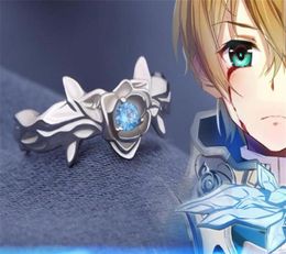 Anime Cartoon Alicization Eugeo Blue Rose ring S925 zircon Adjustable Jewelry Sword Halloween Cosplay ring Christmas Gift2231311051442248