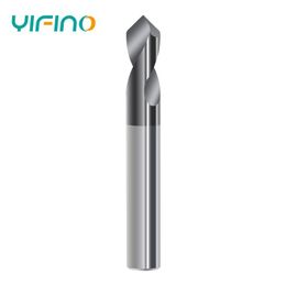 YIFINO Steel Central Drill Tungsten Steel Fixed-Point Drill Straight Shank 2 Blade 60 90 120 Chamfer Drill Reaming Chamfer