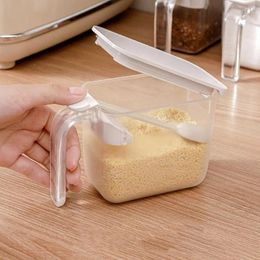 Storage Bottles Transparent Sealed Seasoning Tank Plastic Japanese Style Box With Lids And Spoon Moisture-proof