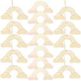 1set Wood Crafts Wooden Rainbow Decor Wooden Chips Blank Wood Chips Wooden Rainbow Cutout DIY Painting Craft