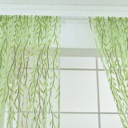 1PC Willow Voile Tulle Room Window Curtain Voile Panel Offset Printe Drapes Living Room Bedroom Kitchen Window Decoration