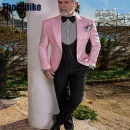 Thorndike 2022 New Arrival White Italian Suits Set For Men Peak Lapel Wedding Men Suit Groom Tuxedo 3 Pc ( Jacket+Trousers+Vest)