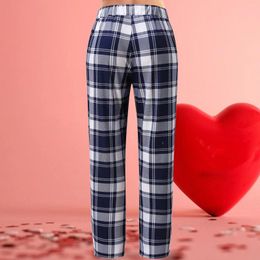 Women's Pants Spring Summer Style Casual Trousers Comfortable High Waist Straight Long Ladies Fashion Plaid Printed