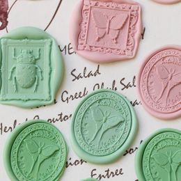 Wax Seal Stamp 3D Embossed Beetle/Silkworm/Insect/Butterfly Sealing Relief Scrapbooking Material Cards Wedding Invitations Gift