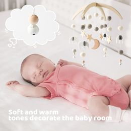 Let's Make Baby Wooden Bed Bell Bracket Mobile Rattle Toys 0-12 Months For Newborn Hanger Baby Crib Wood Toy Holder Arm Bracket