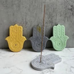 2-Chamber Famati Palm Silicone Mould Hamasa Hand Cement Aromatherapy Bracket Tray DIY Concrete Coaster Handicraft Mould