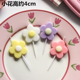 Colourful Flowers Girls Birthday Party Candles Cake Topper Sun Flowers Retro Wedding Dessert Cupcakes Baking Purple Decorations