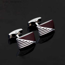 Cuff Links Hot selling red enamel eighteen design brand red clover hexagon Silvery Stripe Cufflinks Mens Jewellery shirt cuff Cufflinks Y240411