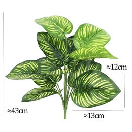 30/43cm Tropical Monstera Artificial Plant Branch Fake Turtle Leaf Without Pot Plastic Faux Palm Tree For Home Garden Wall Decor